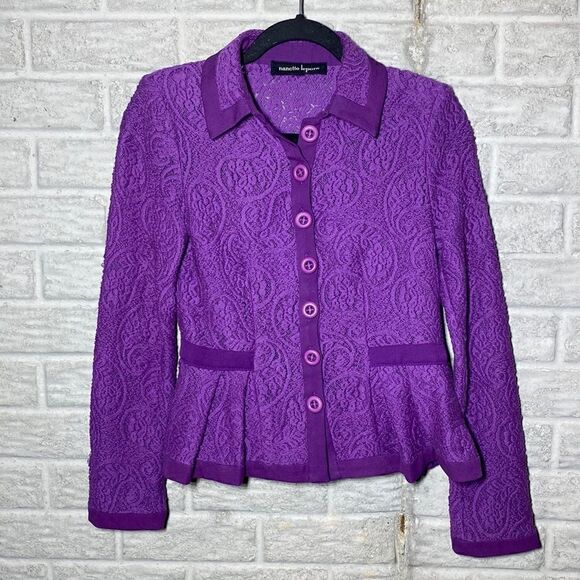 MSRP $448 Nanette Lepore Summer Flame Lace Peplum Jacket Women's Size 4 - Picture 3 of 10